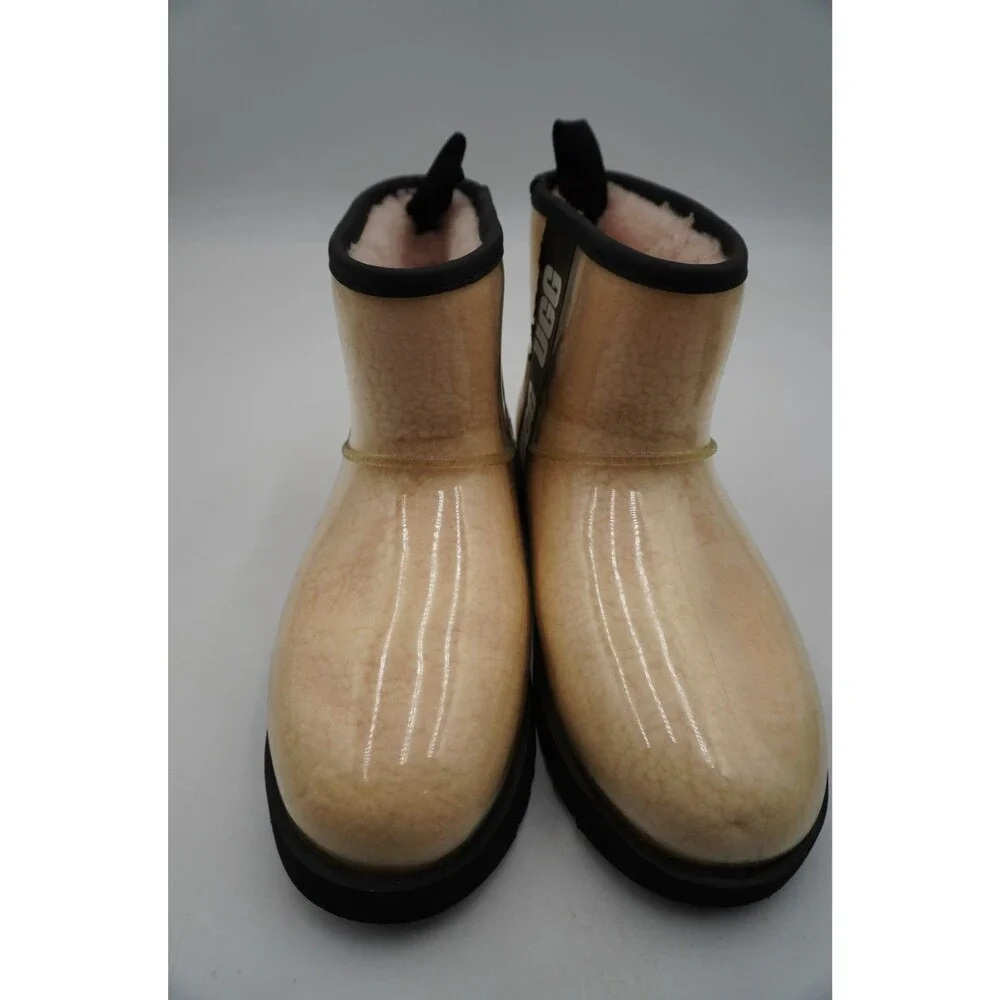 UGG CLASSIC CLEAR MINI NATURAL/BLACK WATERPROOF BOOT US 8/ EU 39 /UK 6 Shearling